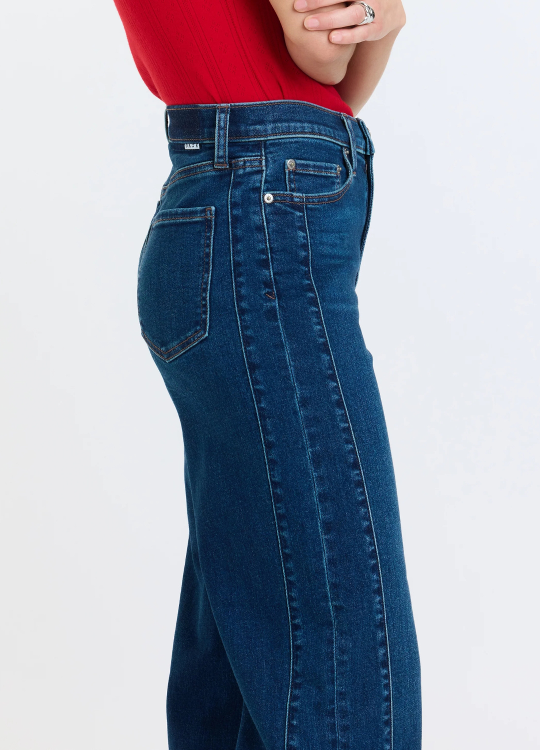 Pleaser High Rise Wide Leg with Oversized Cuff in Slow Motion