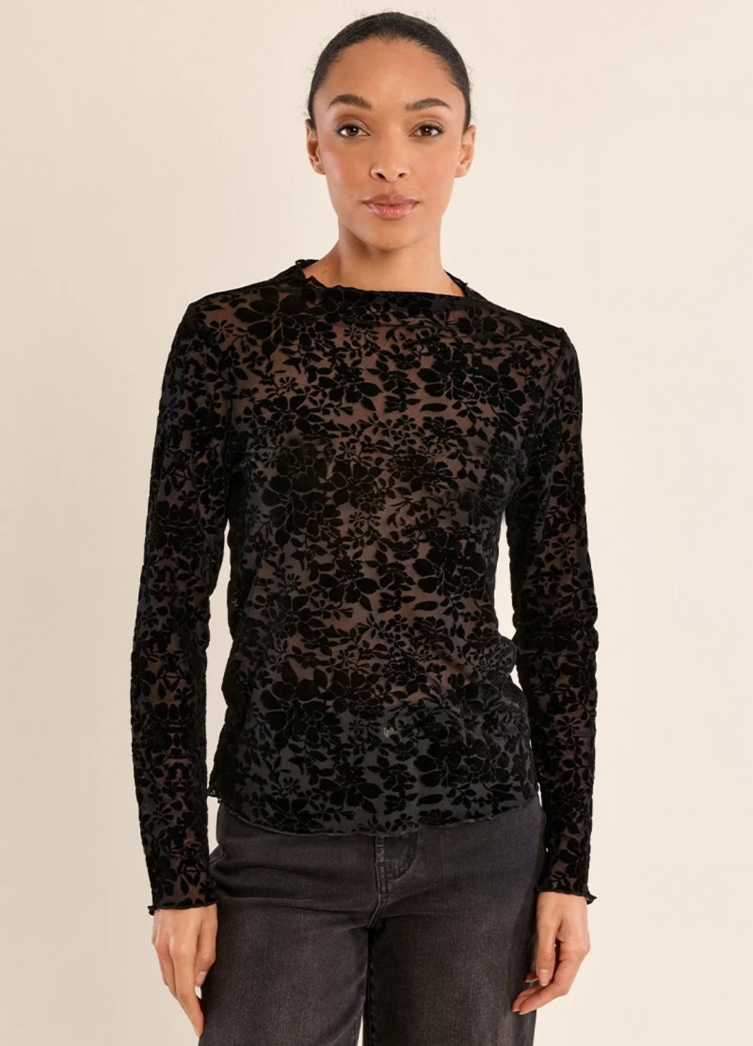 Marissa Sheer Floral Flocked Top