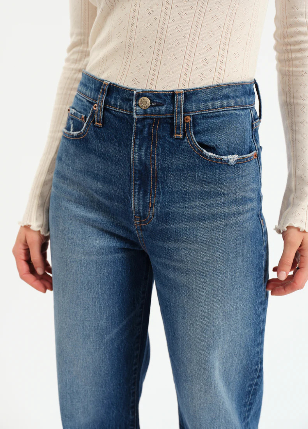 City Straight High Rise Straight Leg in Bright Blue