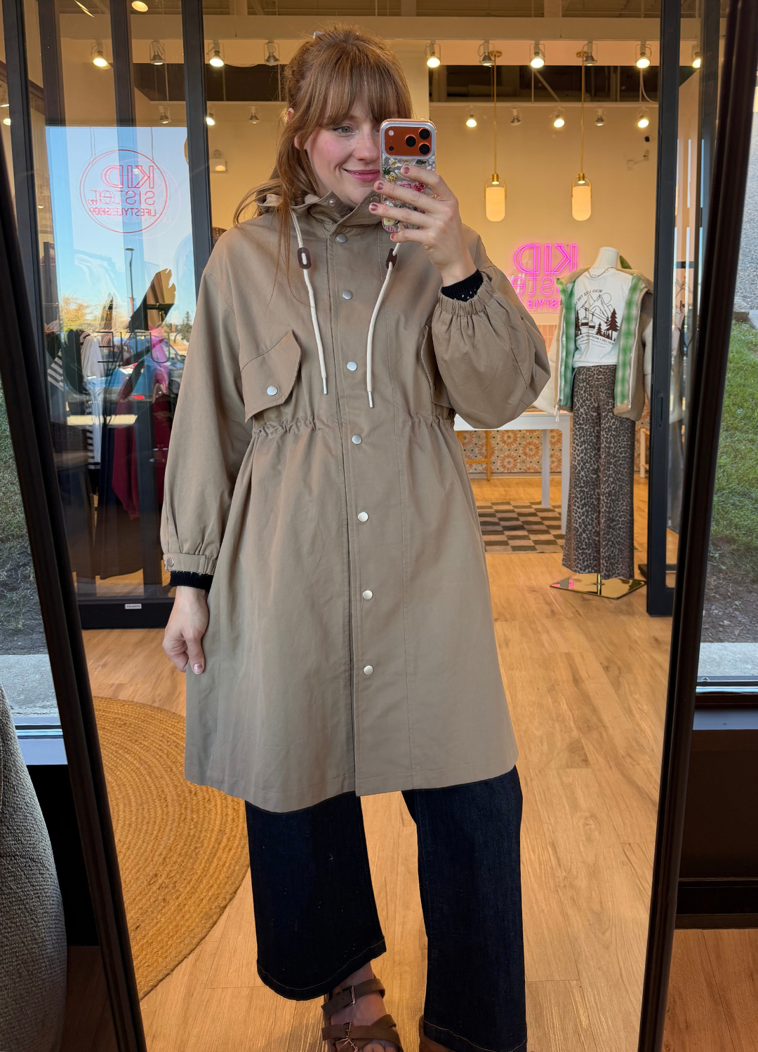 Lauren Cinch Waist Hooded Coat
