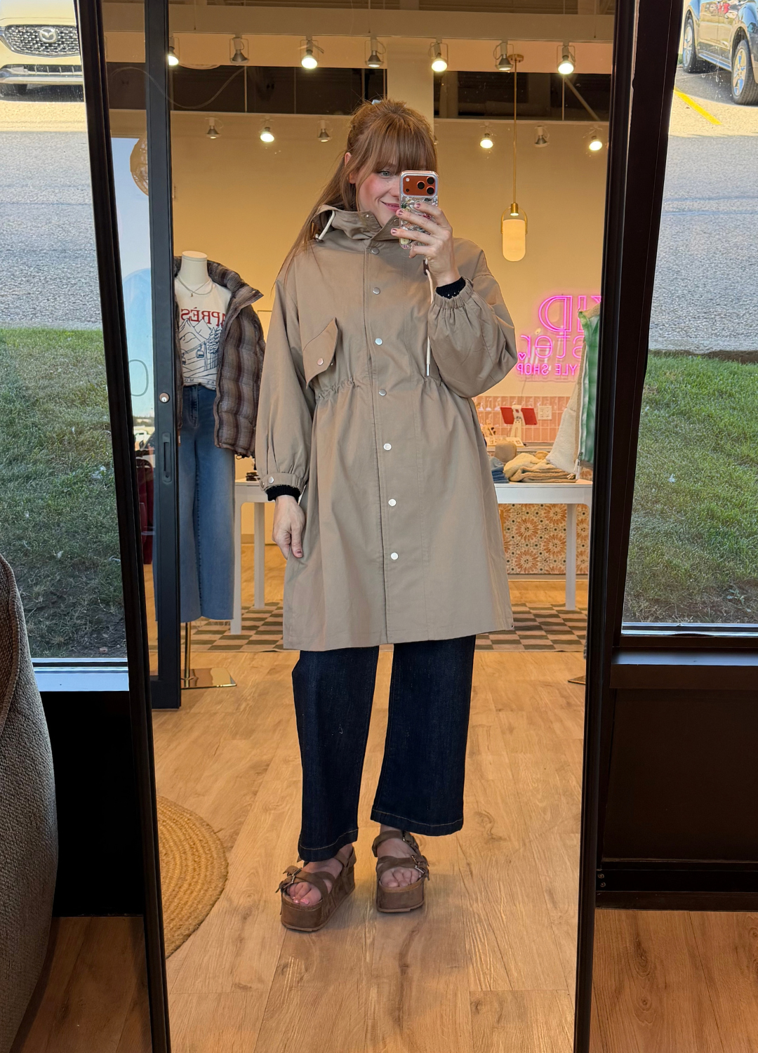 Lauren Cinch Waist Hooded Coat