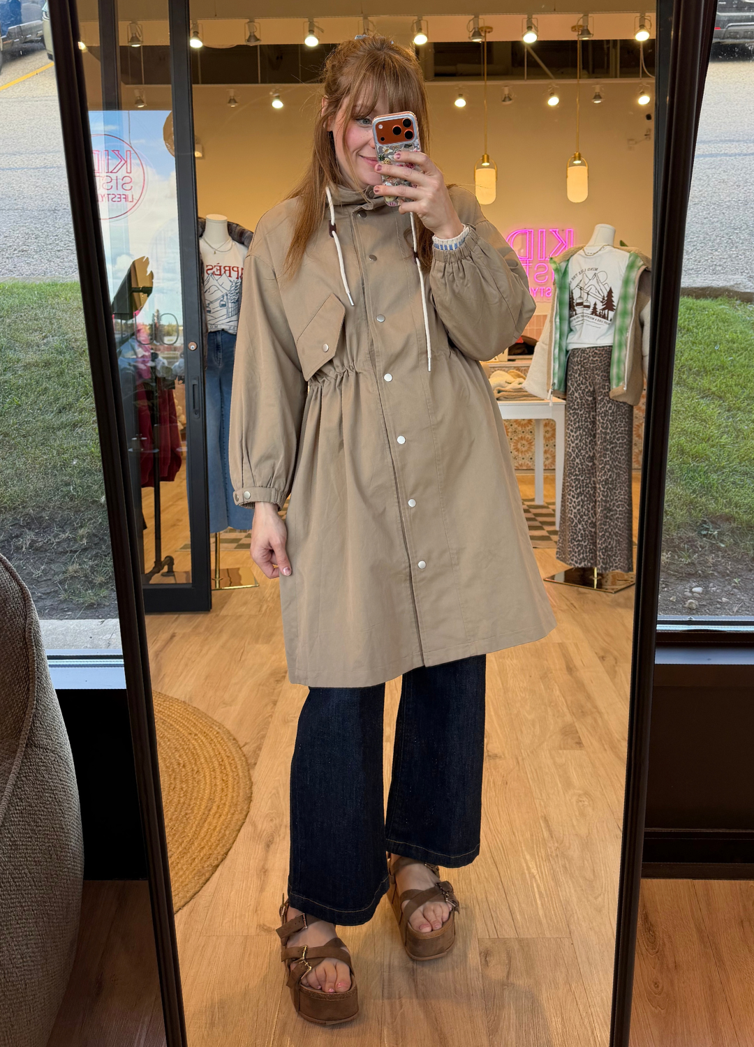 Lauren Cinch Waist Hooded Coat