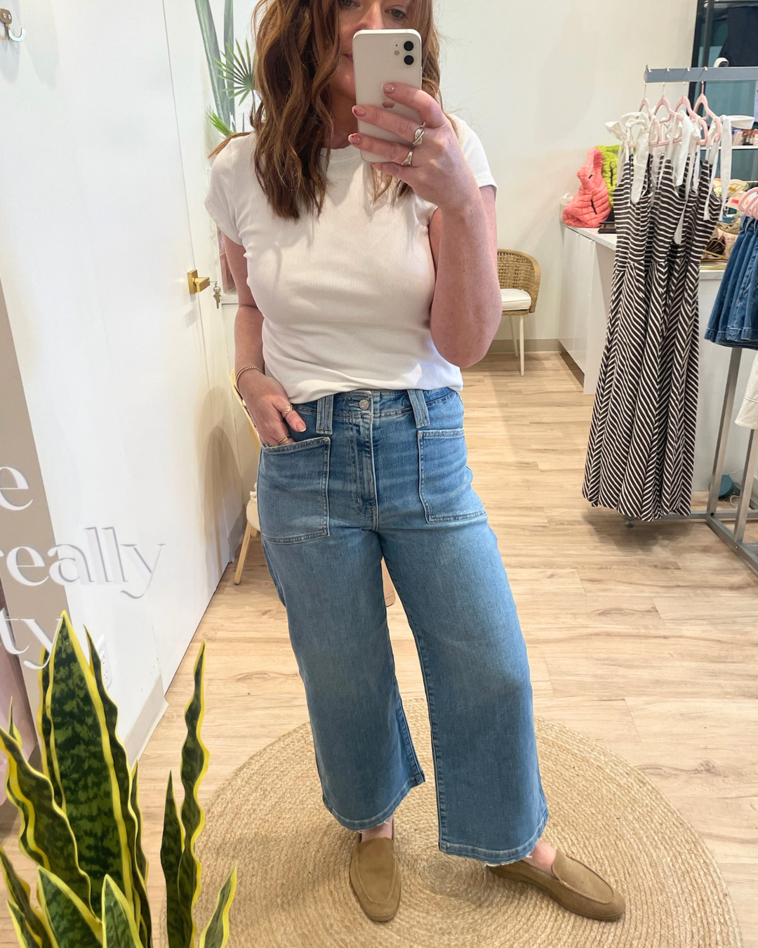 Valley Girl Patch Pocket Wide Leg Jeans