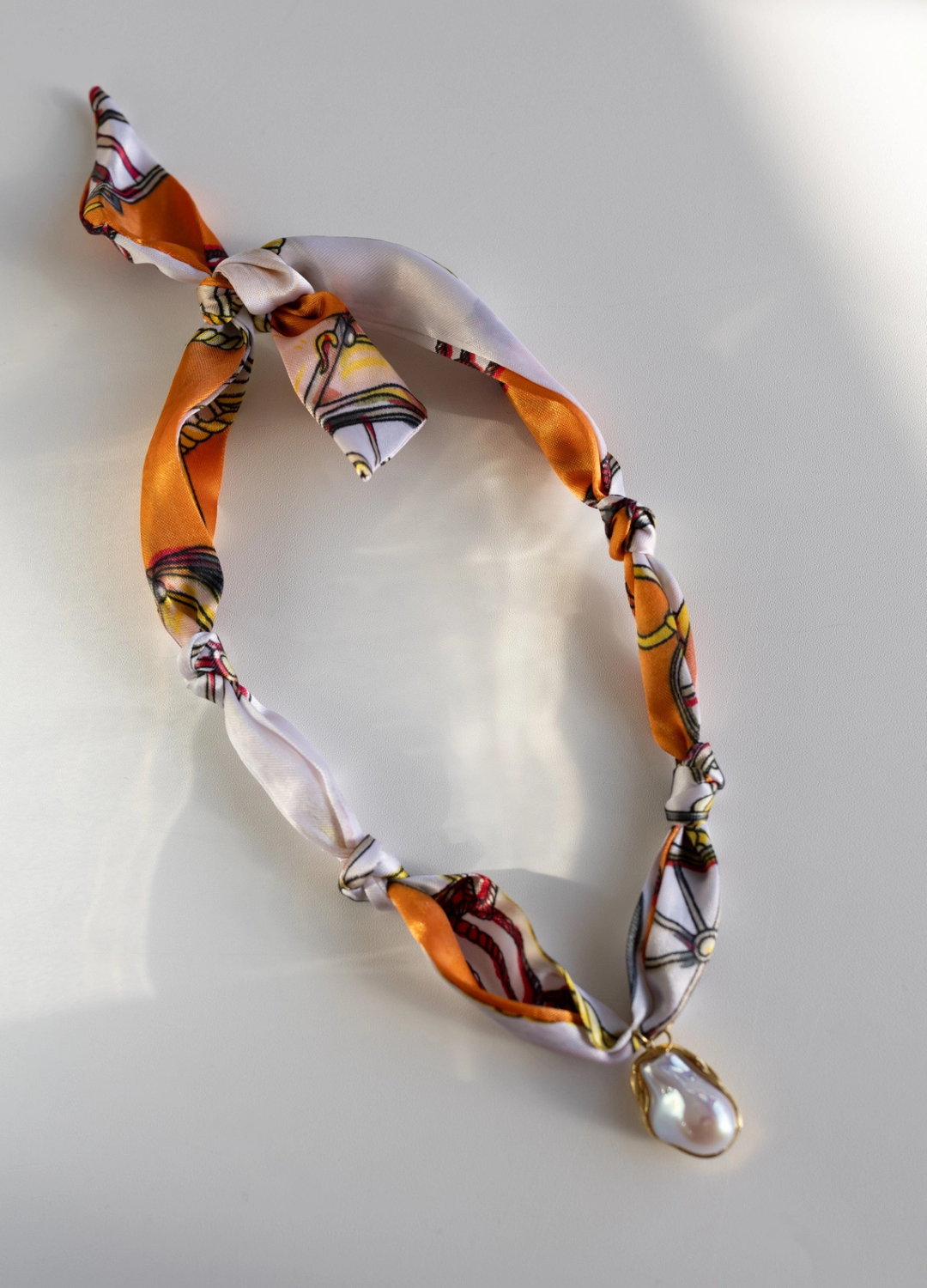 Mother of Pearl Scarf Necklace