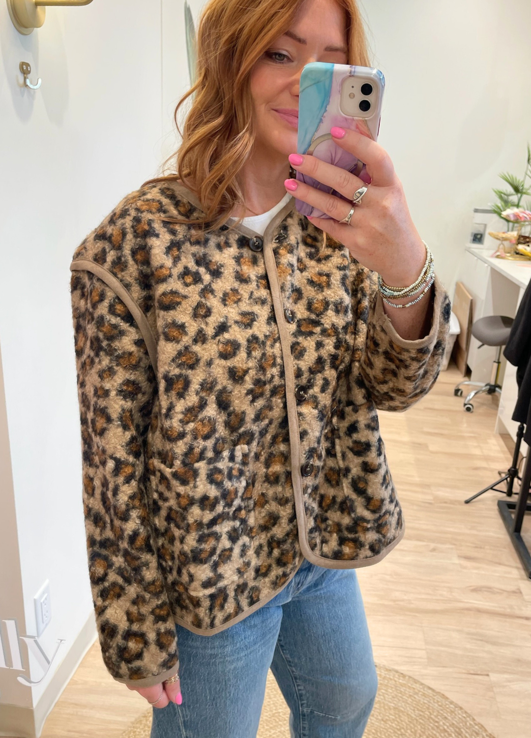 Leopard Print Button Up Jacket