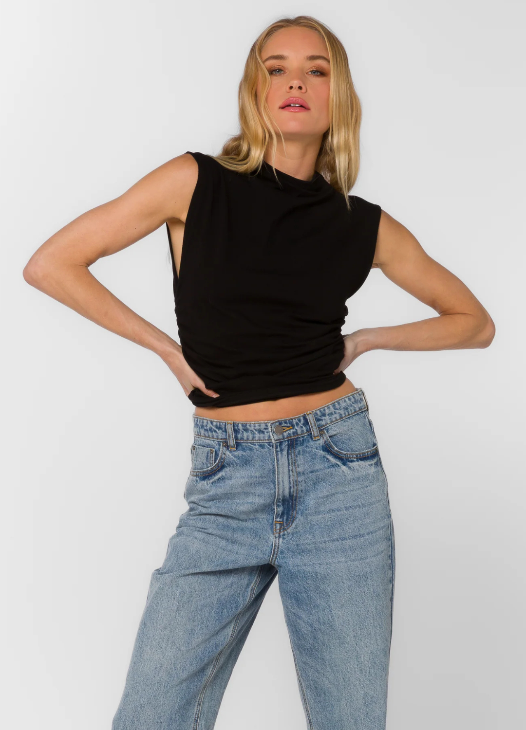 Lavali Mock Neck Sleeveless Top