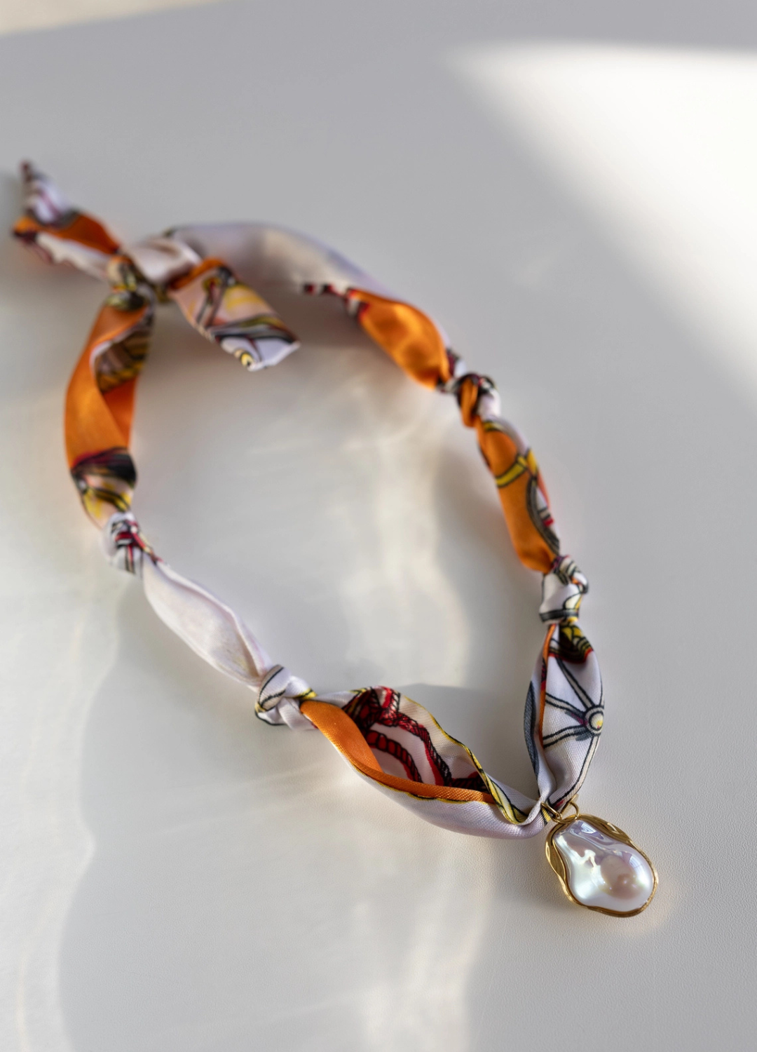 Mother of Pearl Scarf Necklace