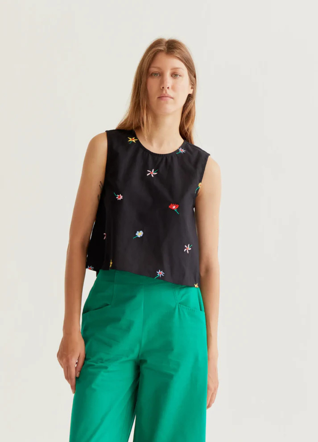 Gardener Flowers Print Sleeveless Top