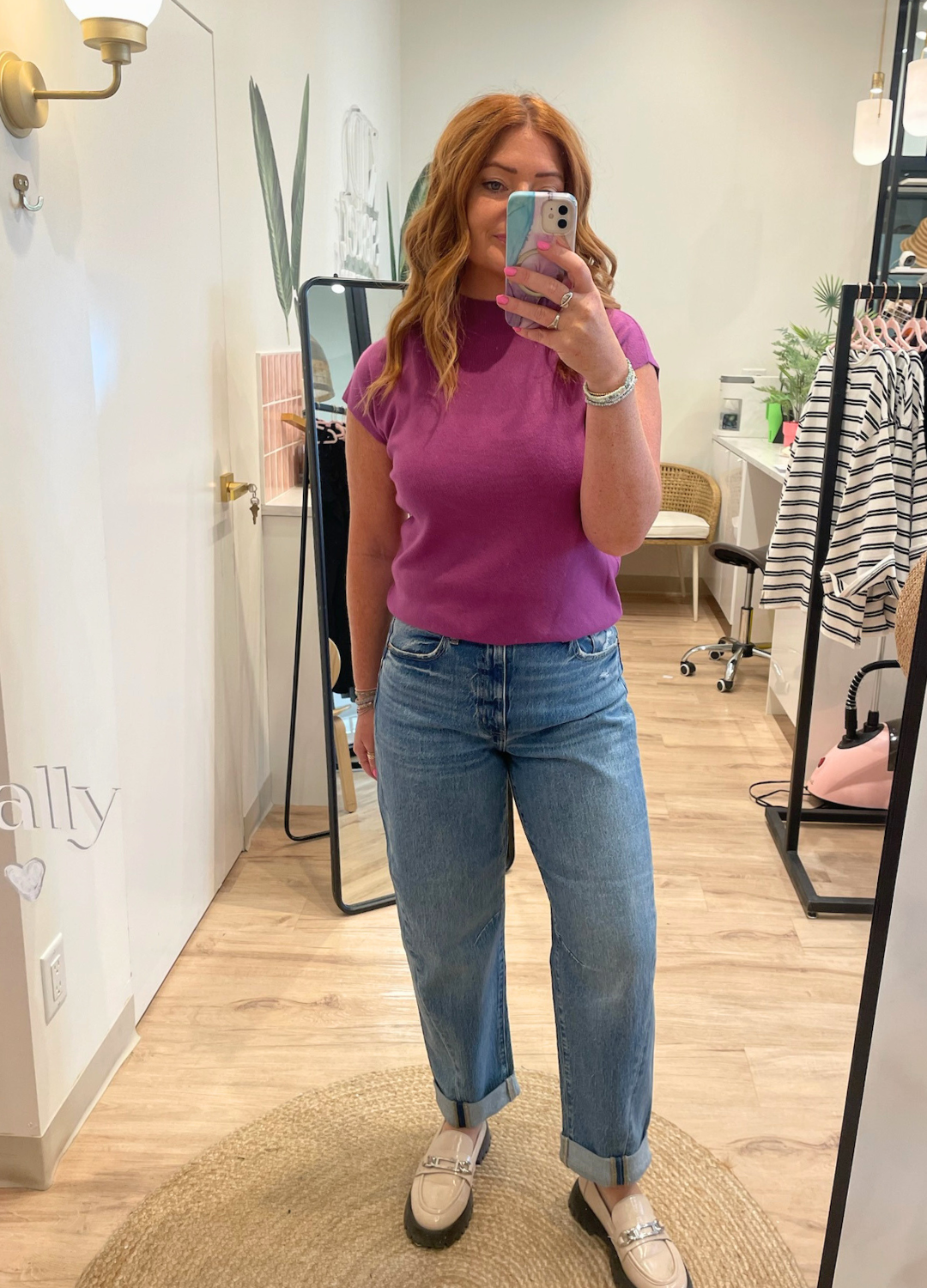 Fine Knit Short Sleeve Mock Neck Sweater