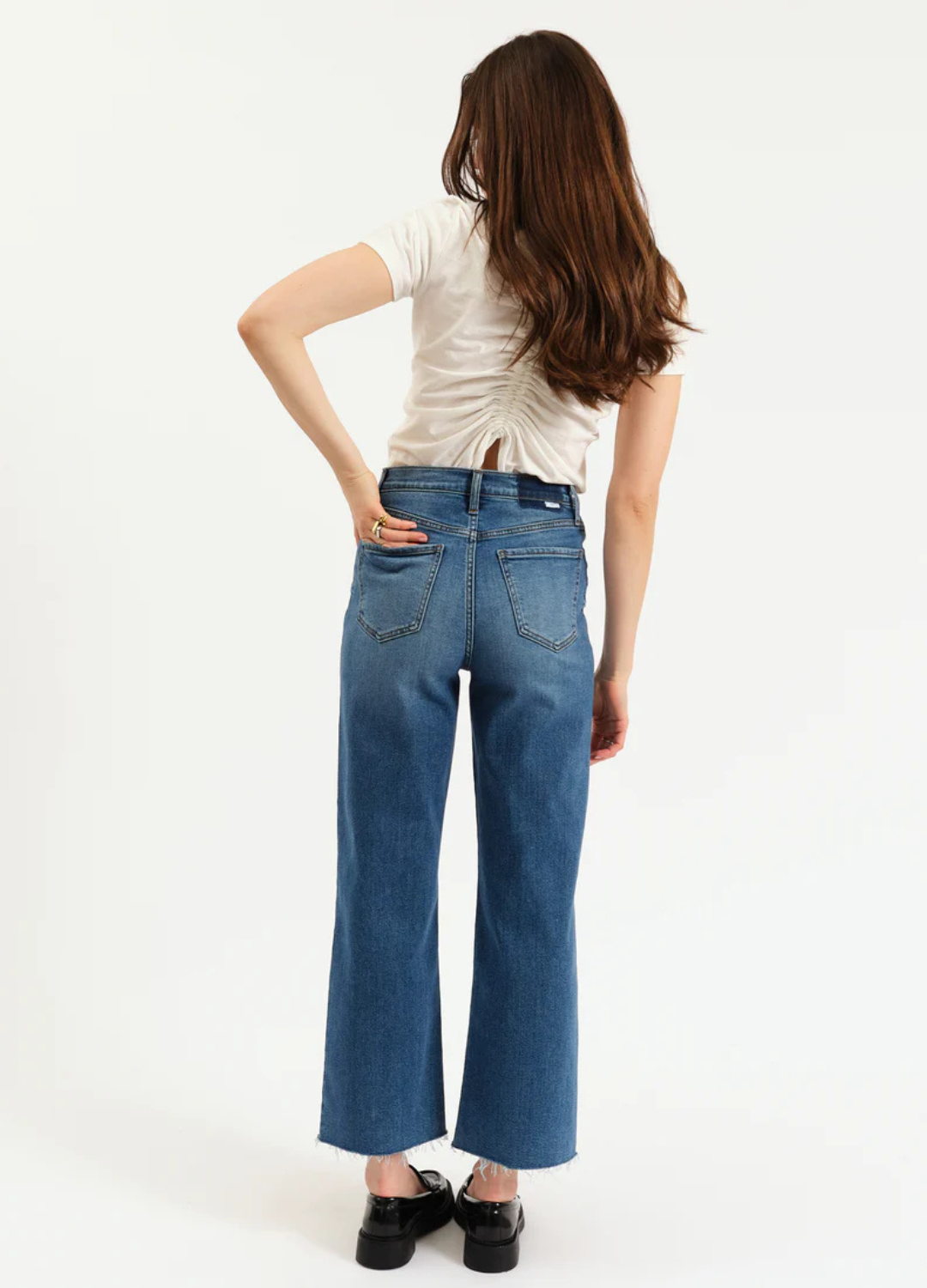 Pleaser Wide Leg Cropped in Indigo Wave