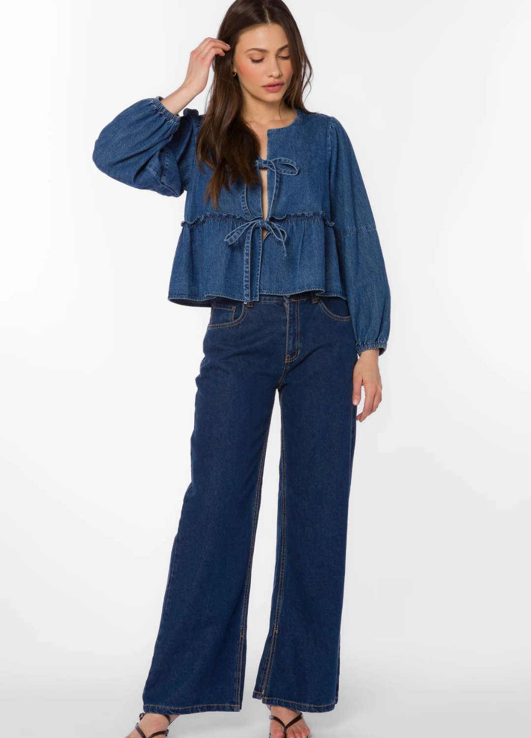 Abbie Denim Peplum Top