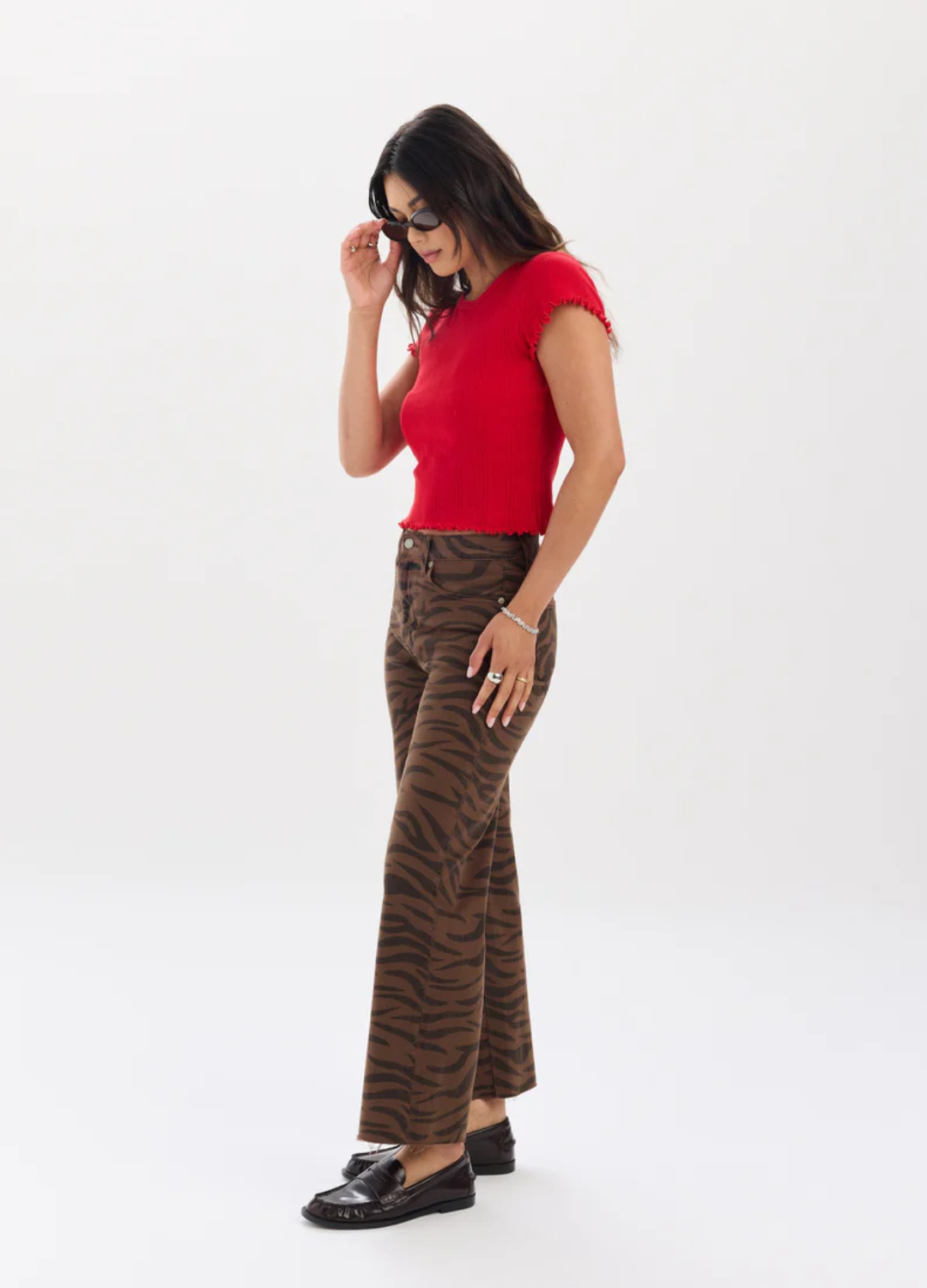 Pleaser Wide Leg Ankle in Desert Zebra