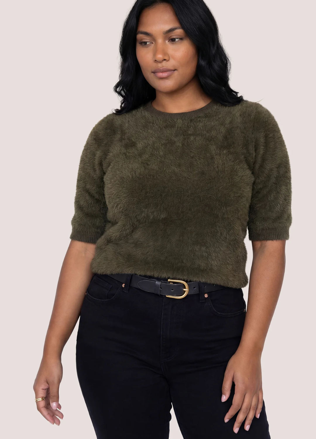 Yvonne Half Sleeve Plush Sweater