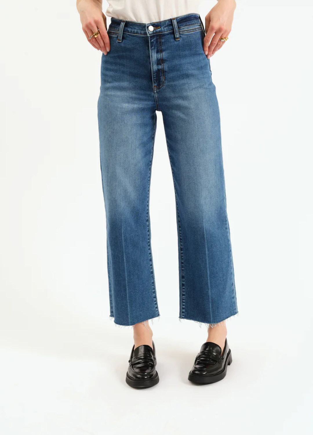 Pleaser Wide Leg Cropped in Indigo Wave