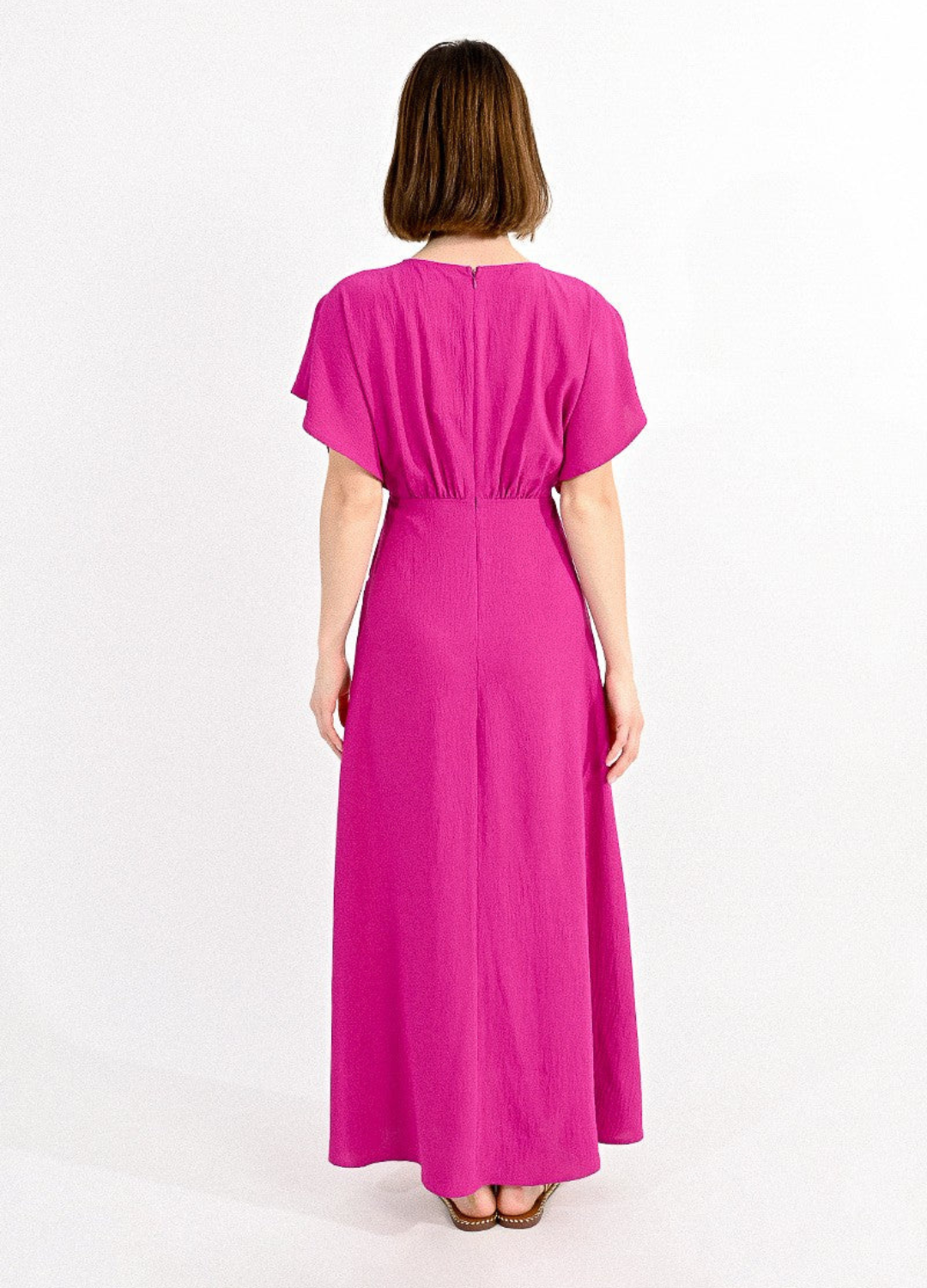 Deep V Maxi Dress with Batwing Sleeves