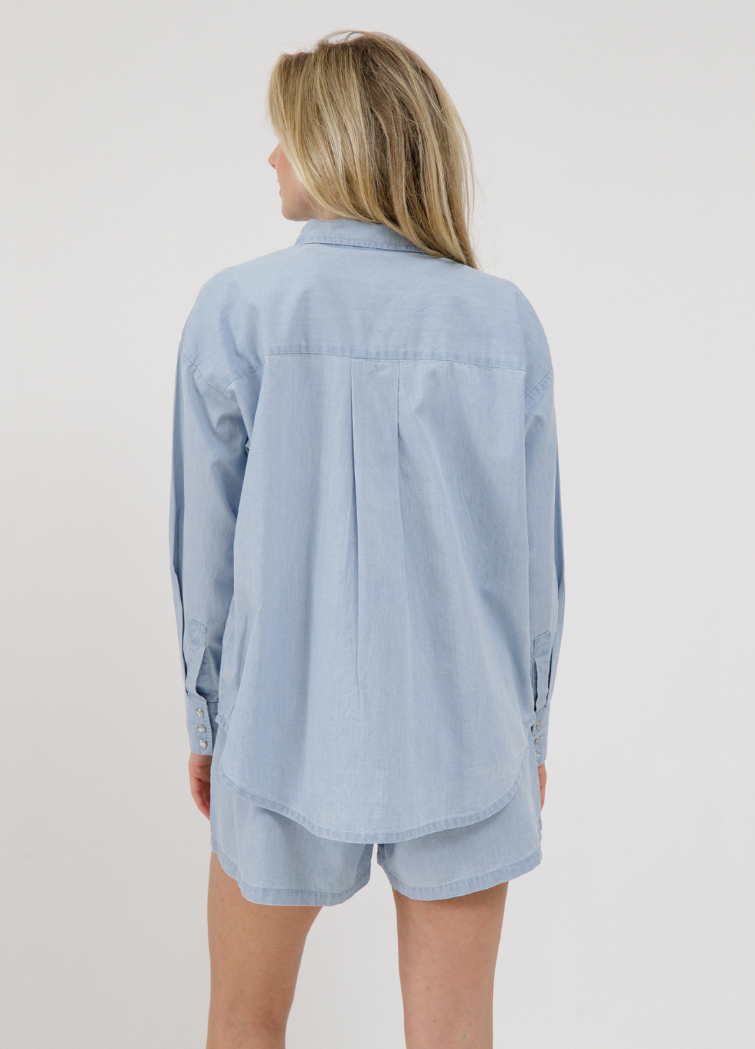 Chambray Button Up With Pearl Snaps