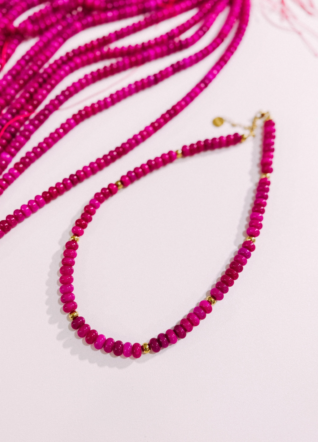 Whimsy Hot Pink Beaded Necklace