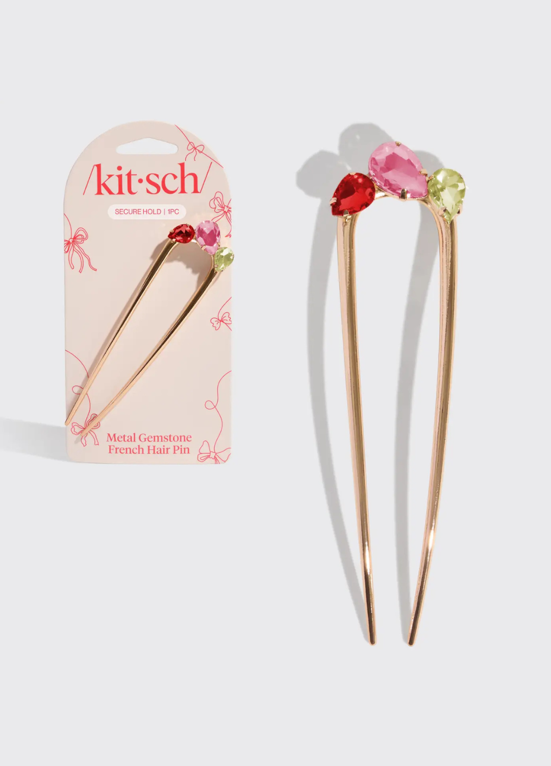 Holiday Gemstone French Hair Pin