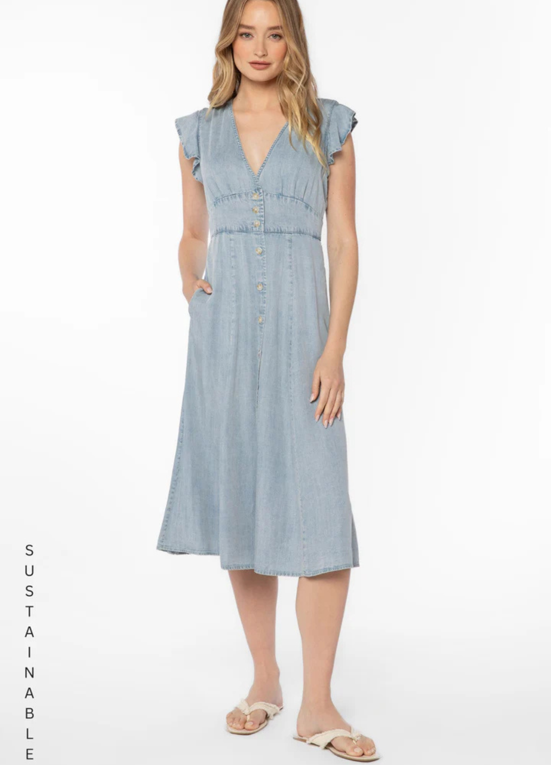 Jem Flutter Sleeve Midi Dress