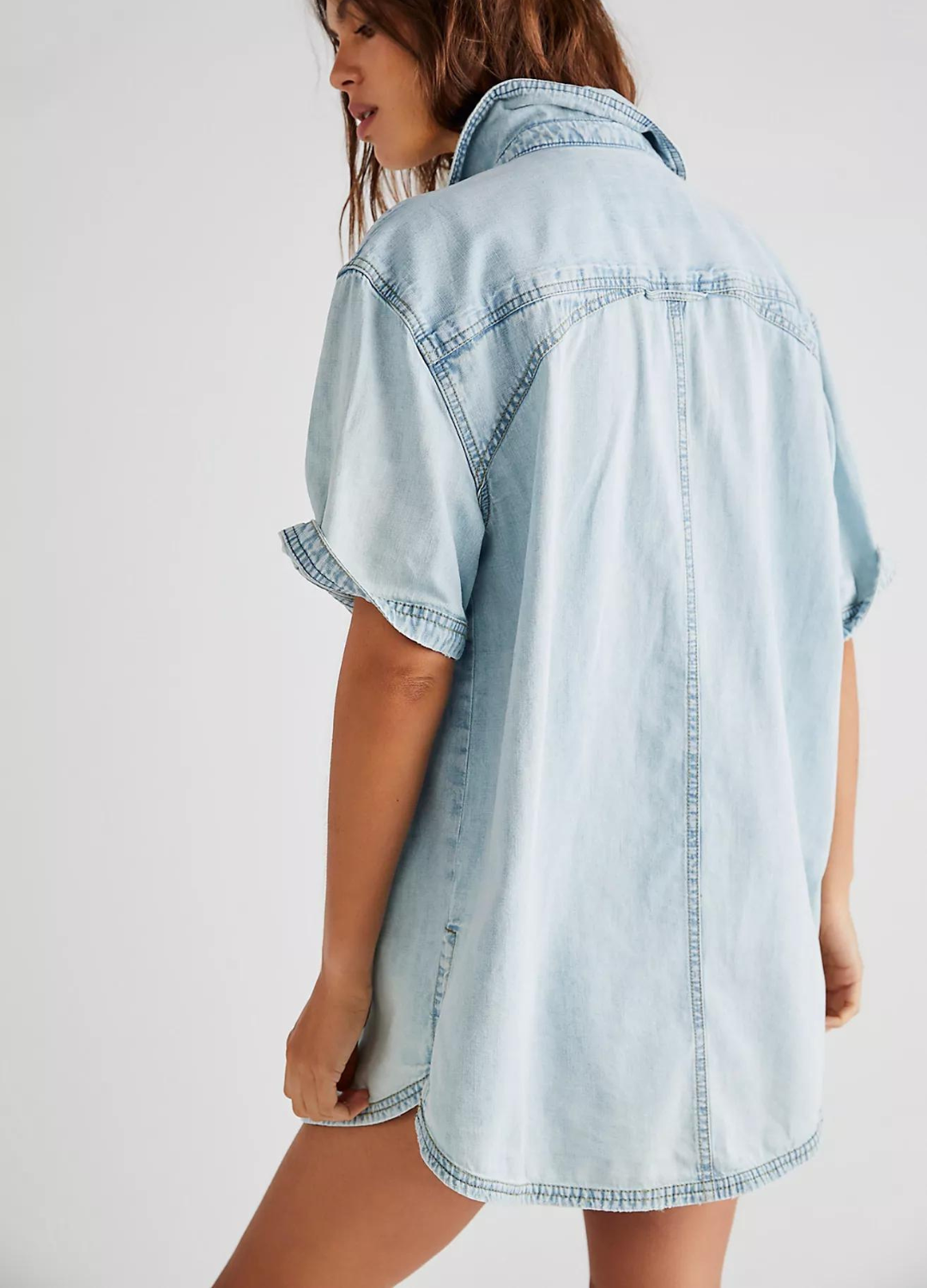 Denim short clearance sleeve shirt dress