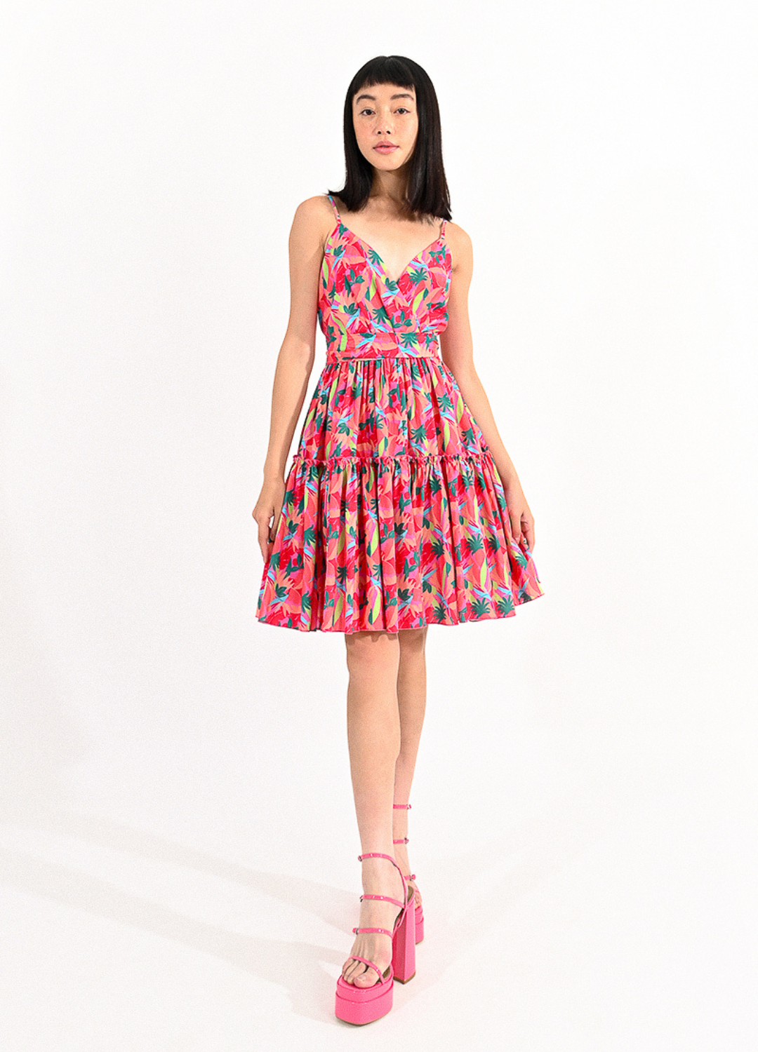 Crossed V-Neck Mini Dress