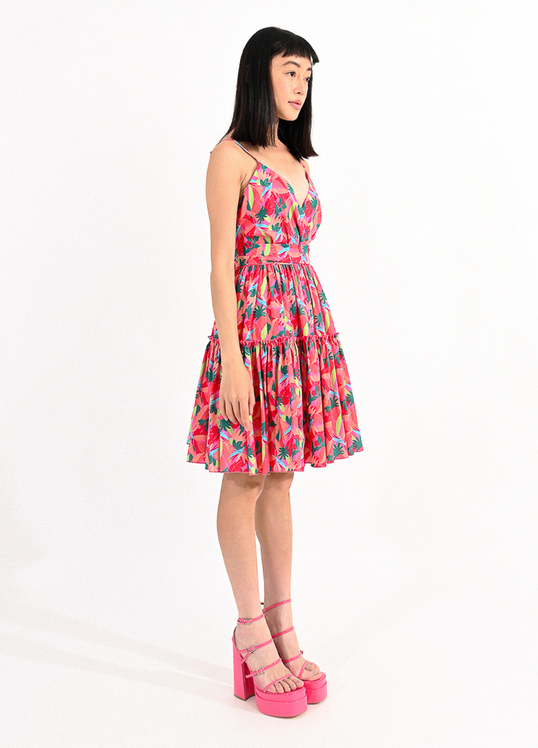 Crossed V-Neck Mini Dress