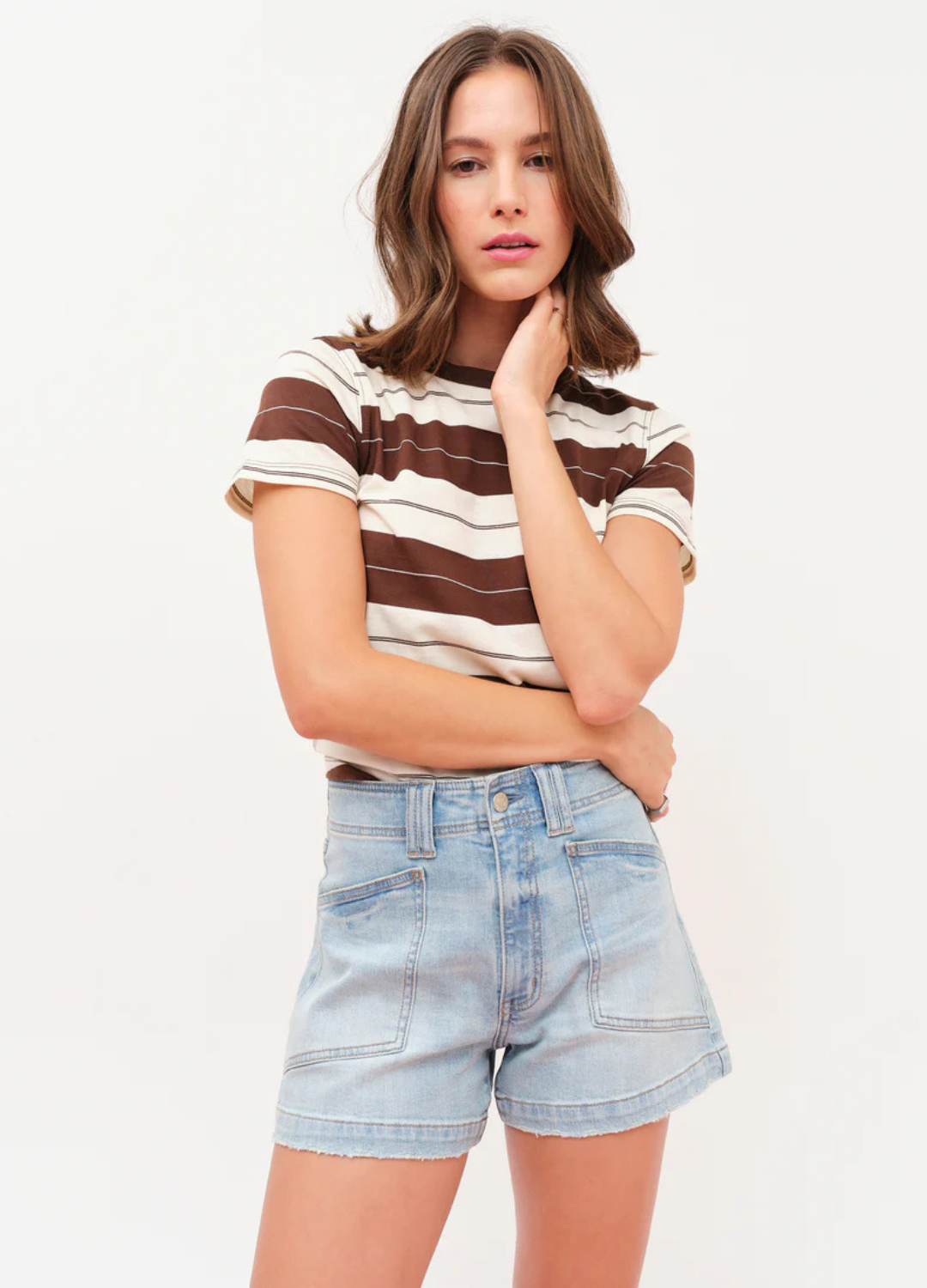 Valley Girl Patch Pocket Denim Shorts