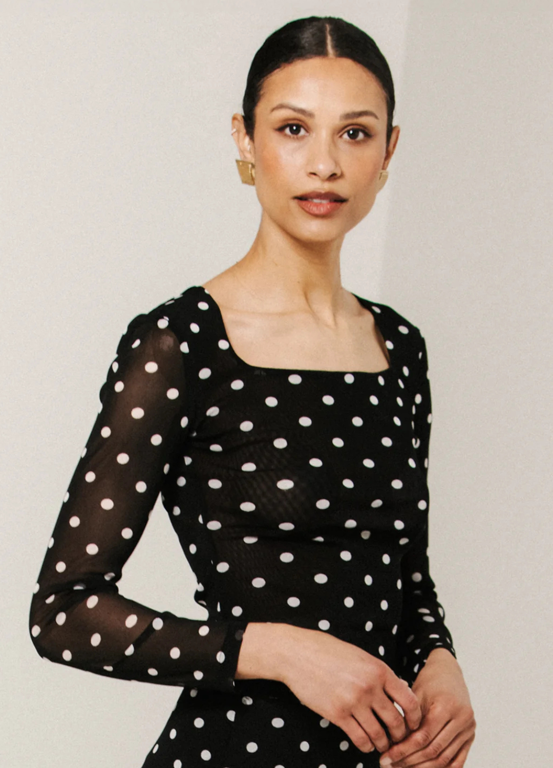 Polka Dot Mesh Ballerina Top