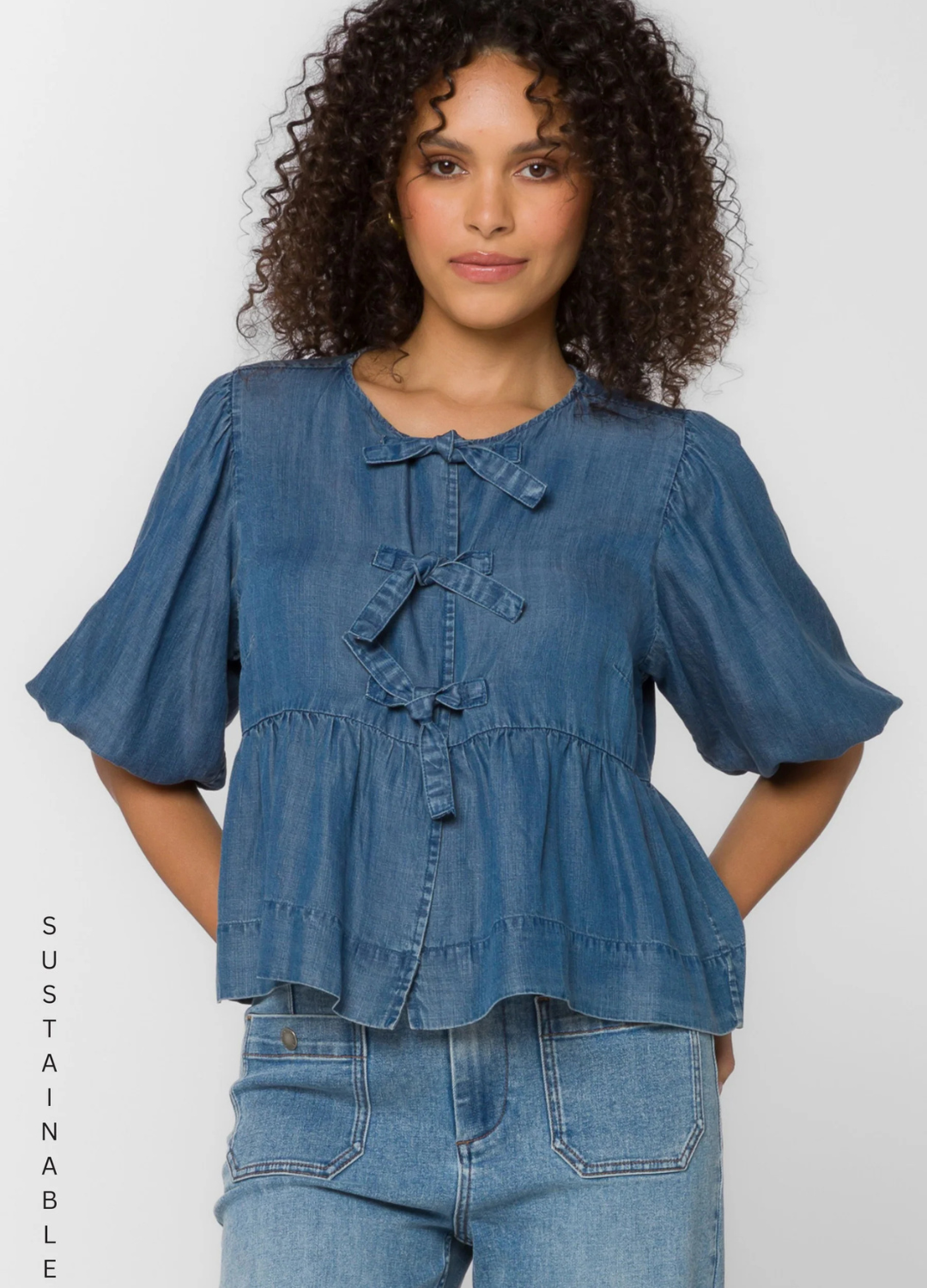 Lamont Triple Bow Peplum Top