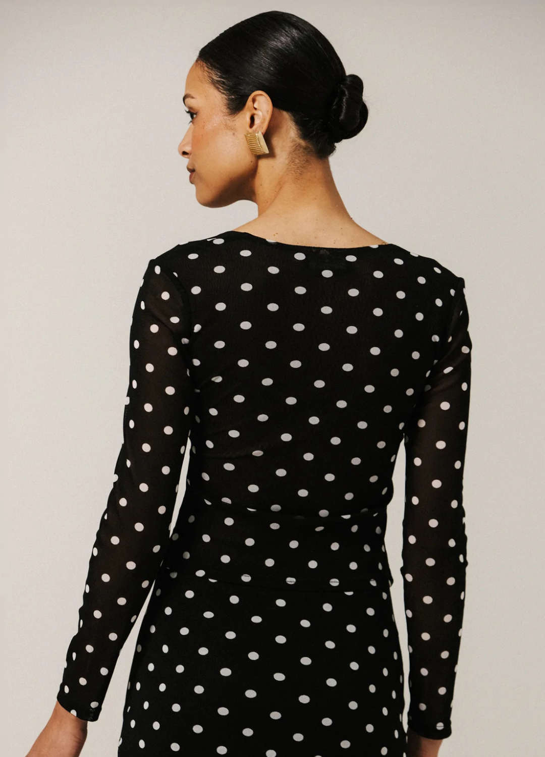 Polka Dot Mesh Ballerina Top