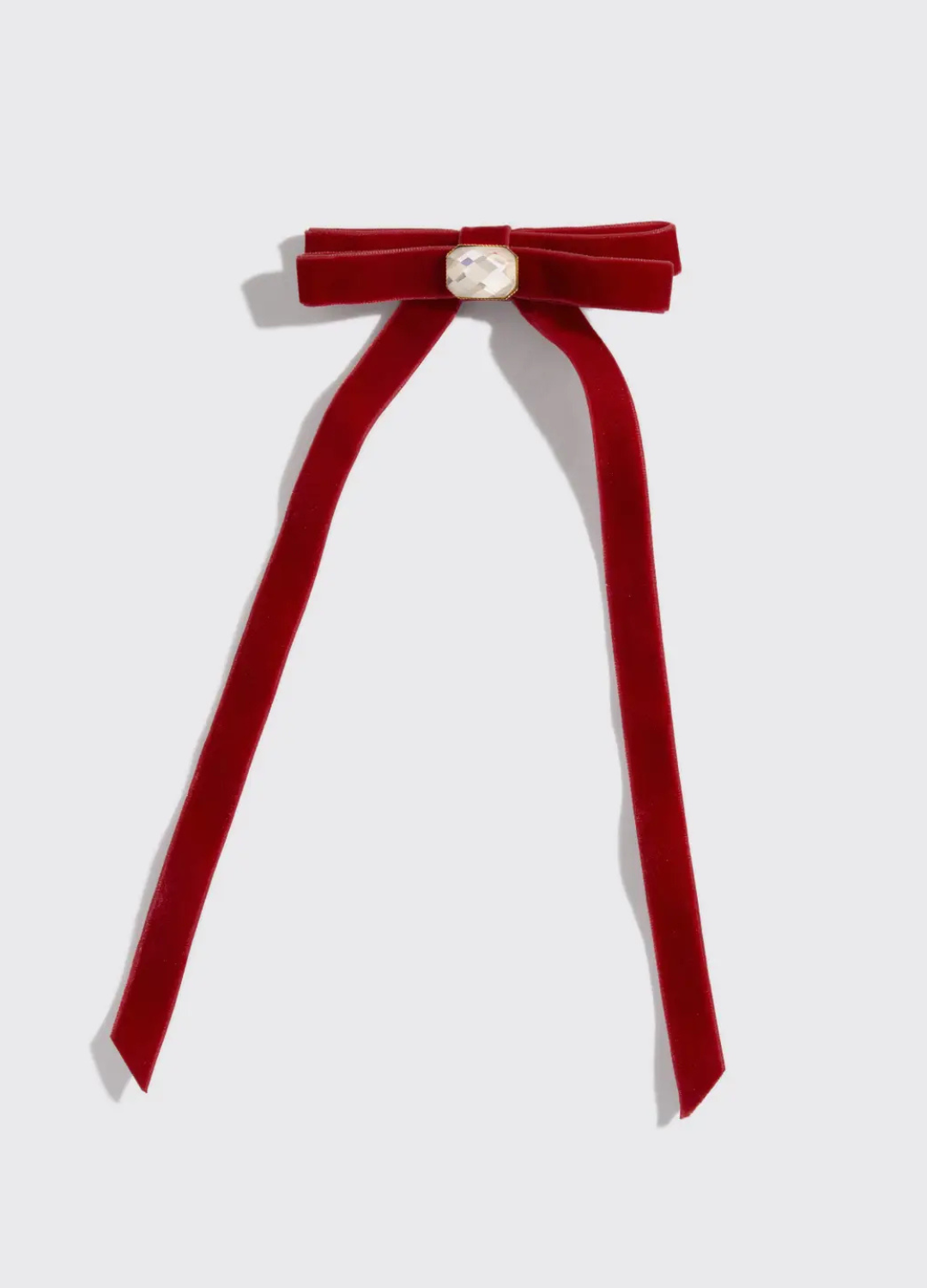 Holiday Velvet & Gemstone Bow Hair Clip