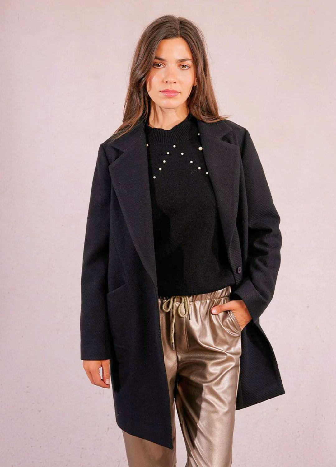 Relaxed Fit Textured Coat