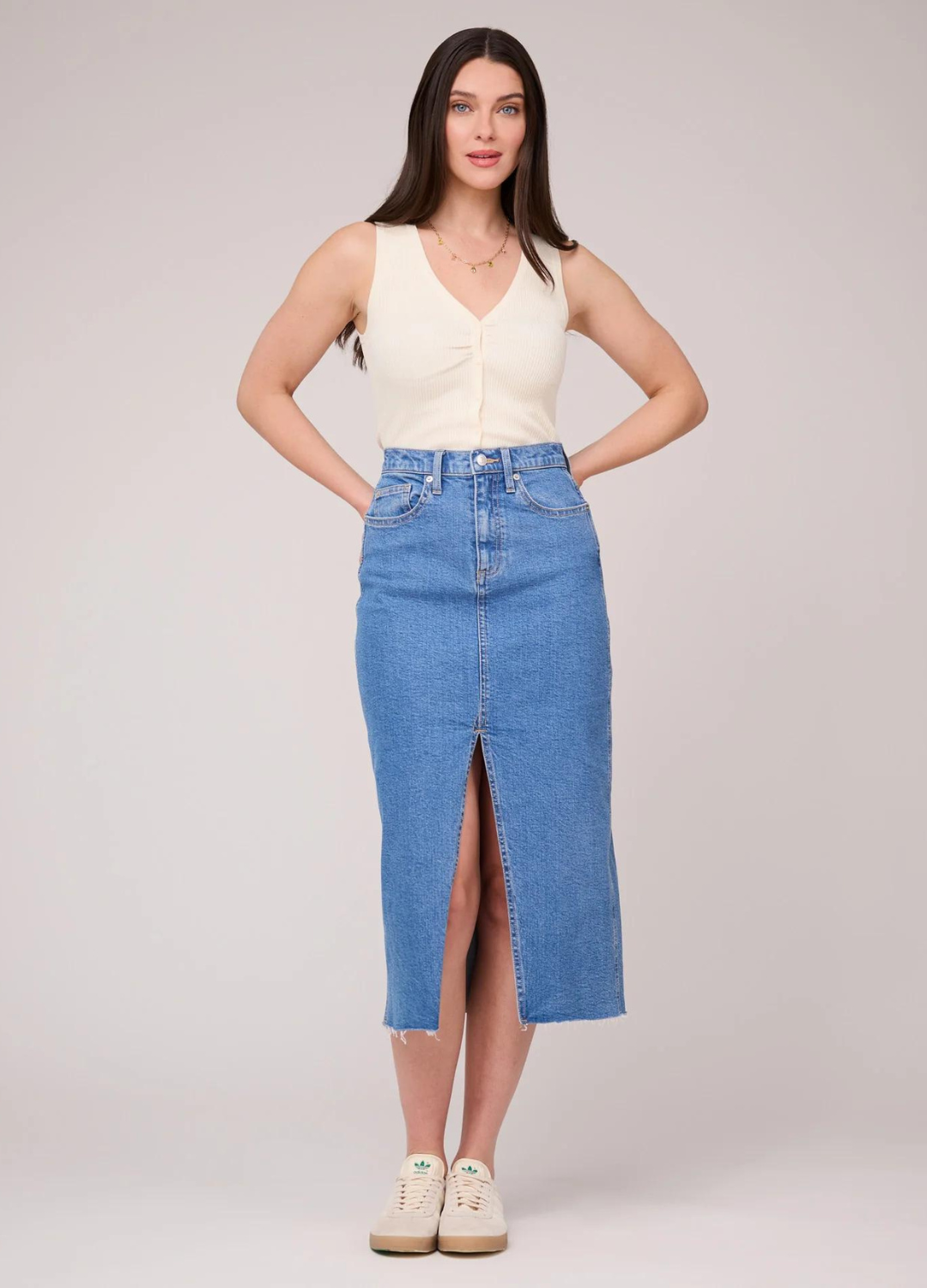 Blue high waisted denim skirt hotsell