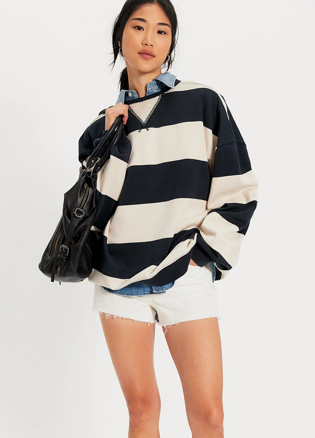 We The Free Classic Wide Stripe Oversized Crewneck