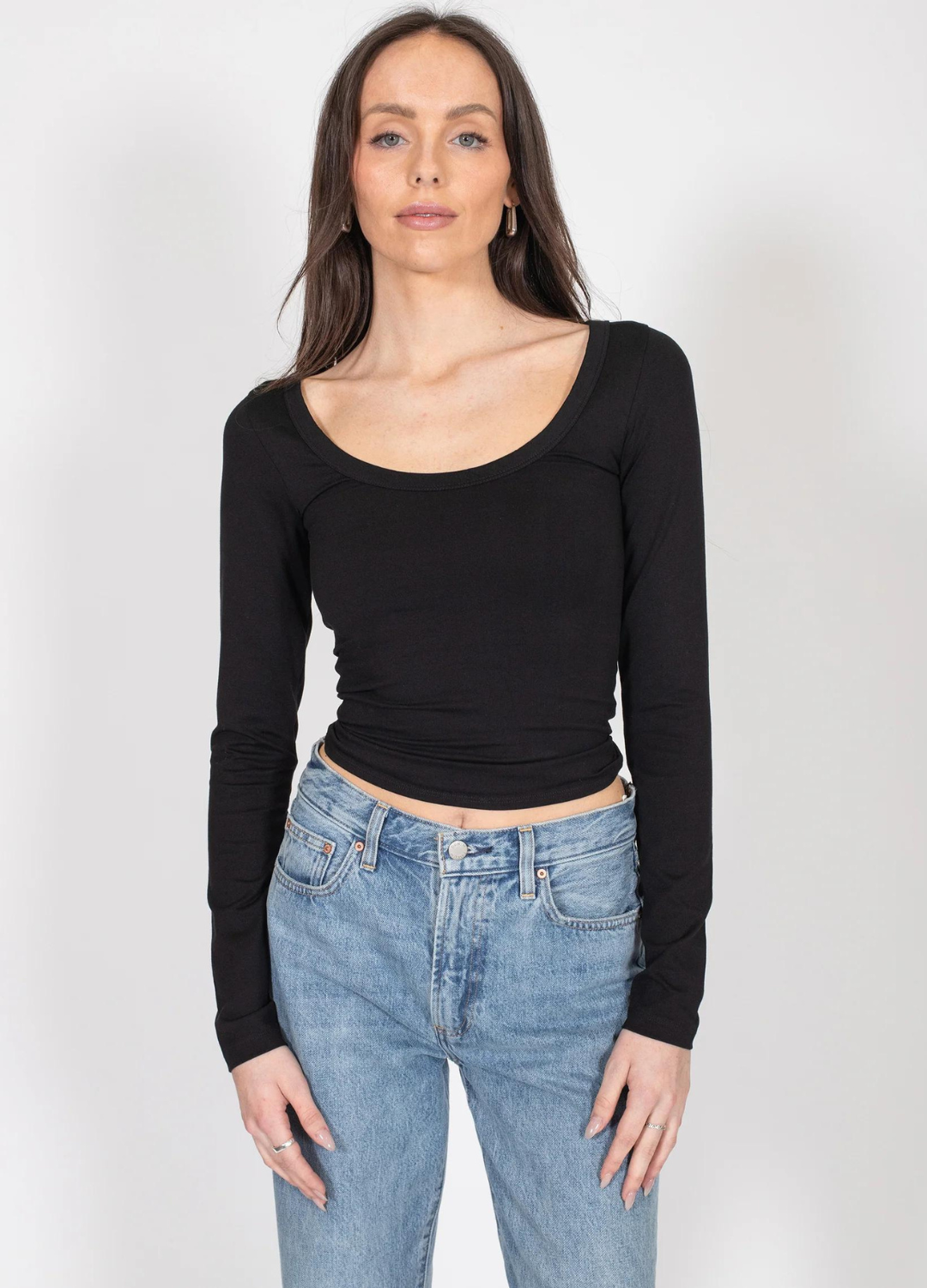 Scoop Neck Long Sleeve Shirt - Sale Colours