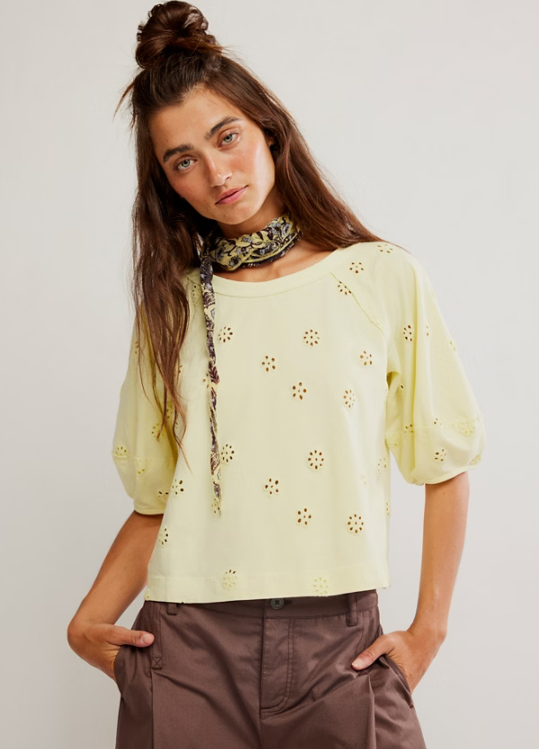 Jessie Eyelet Half-Sleeve Tee