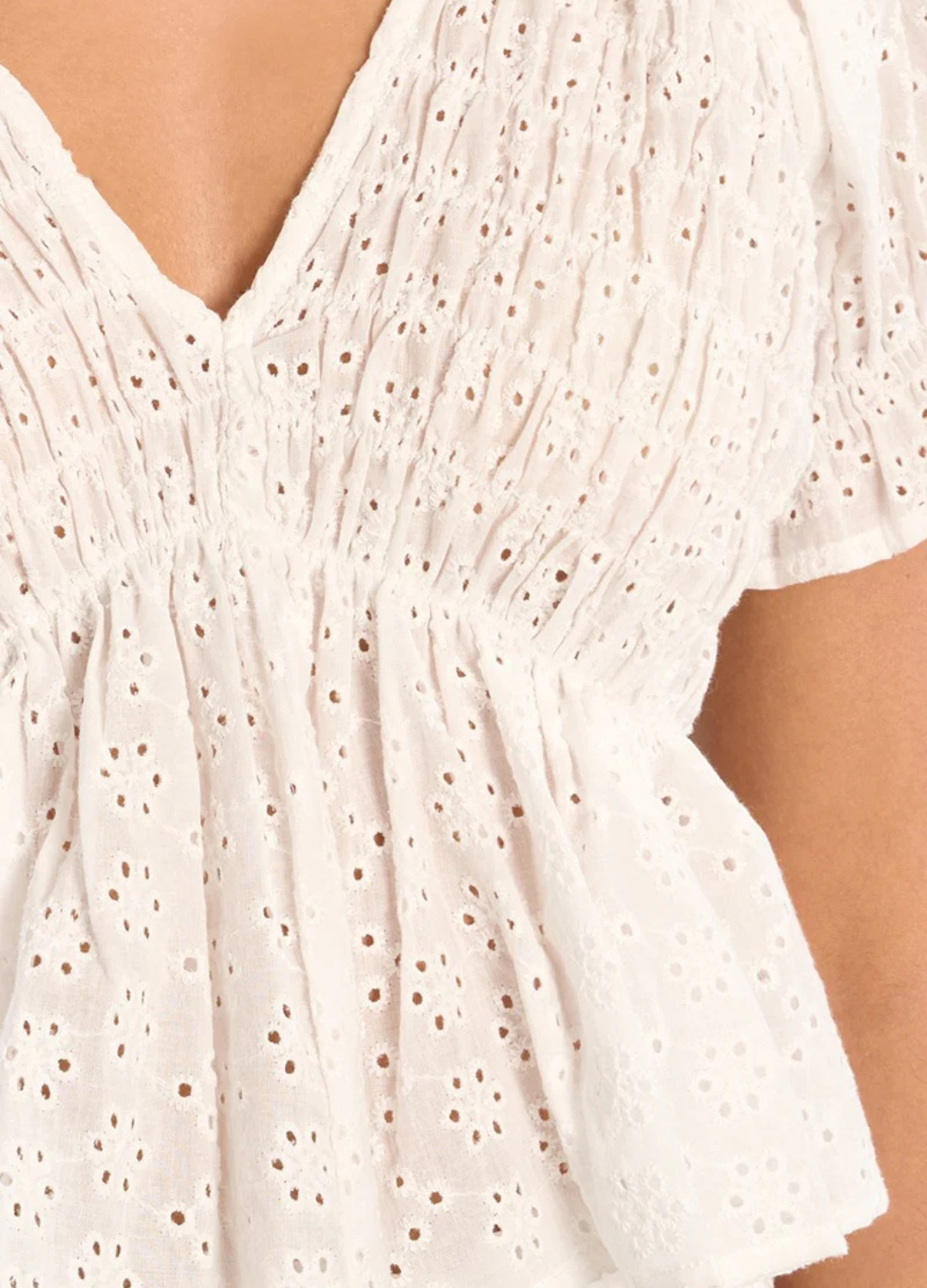 Ashley Eyelet V Neck Top