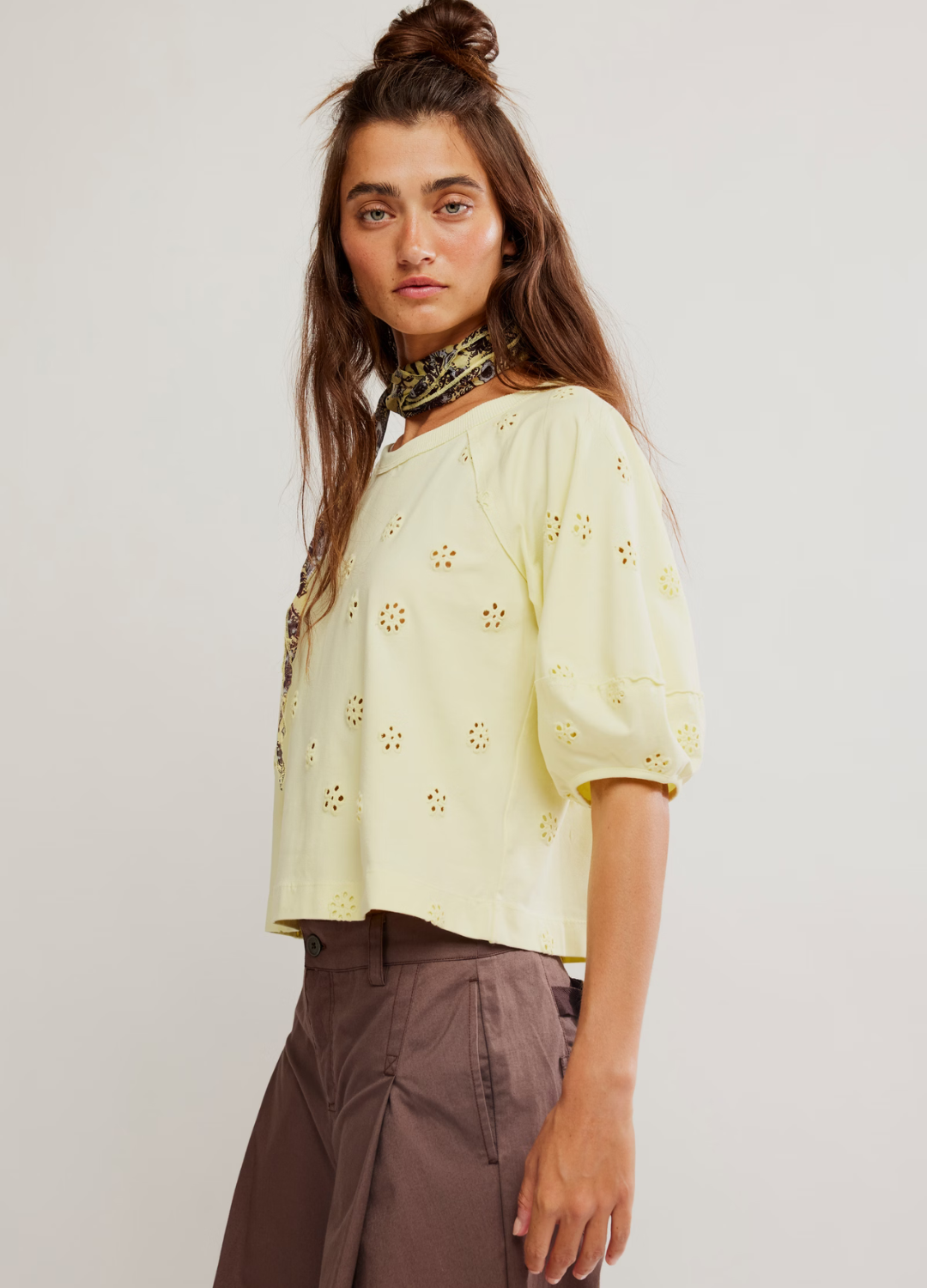 Jessie Eyelet Half-Sleeve Tee