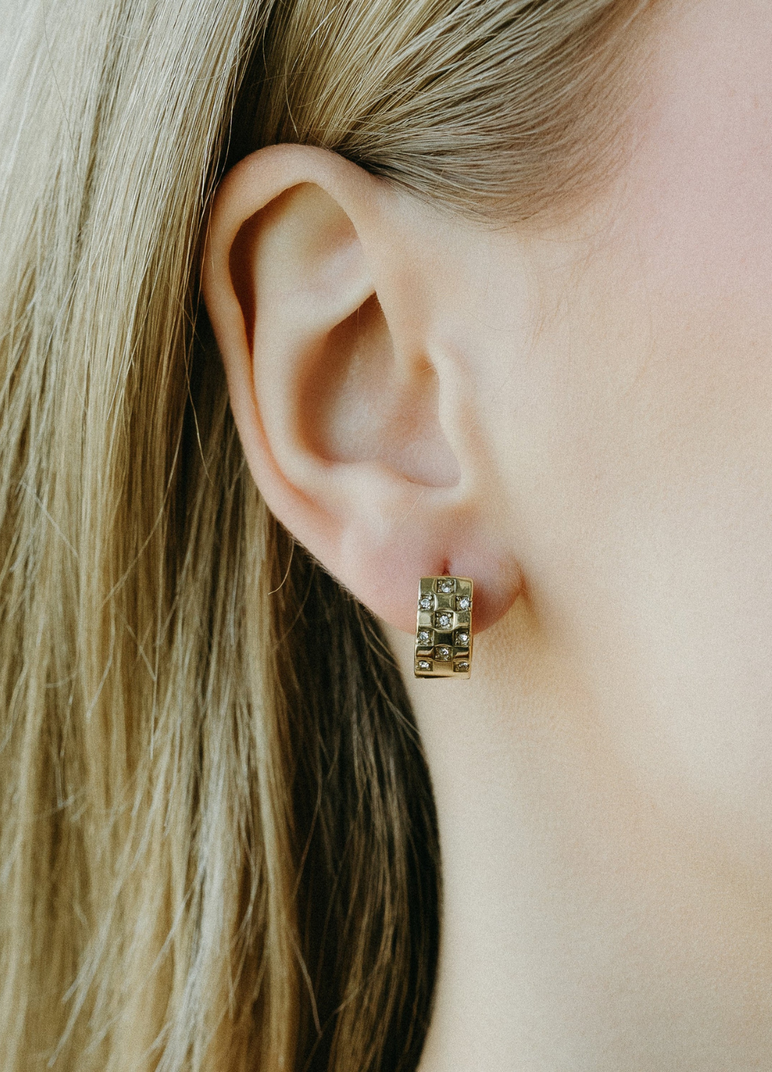 Olivia Checkerboard Hoop Earrings