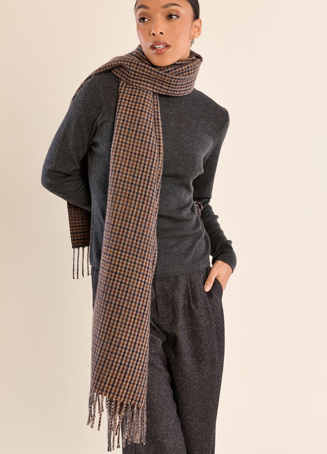 Gabby Plaid Long Scarf