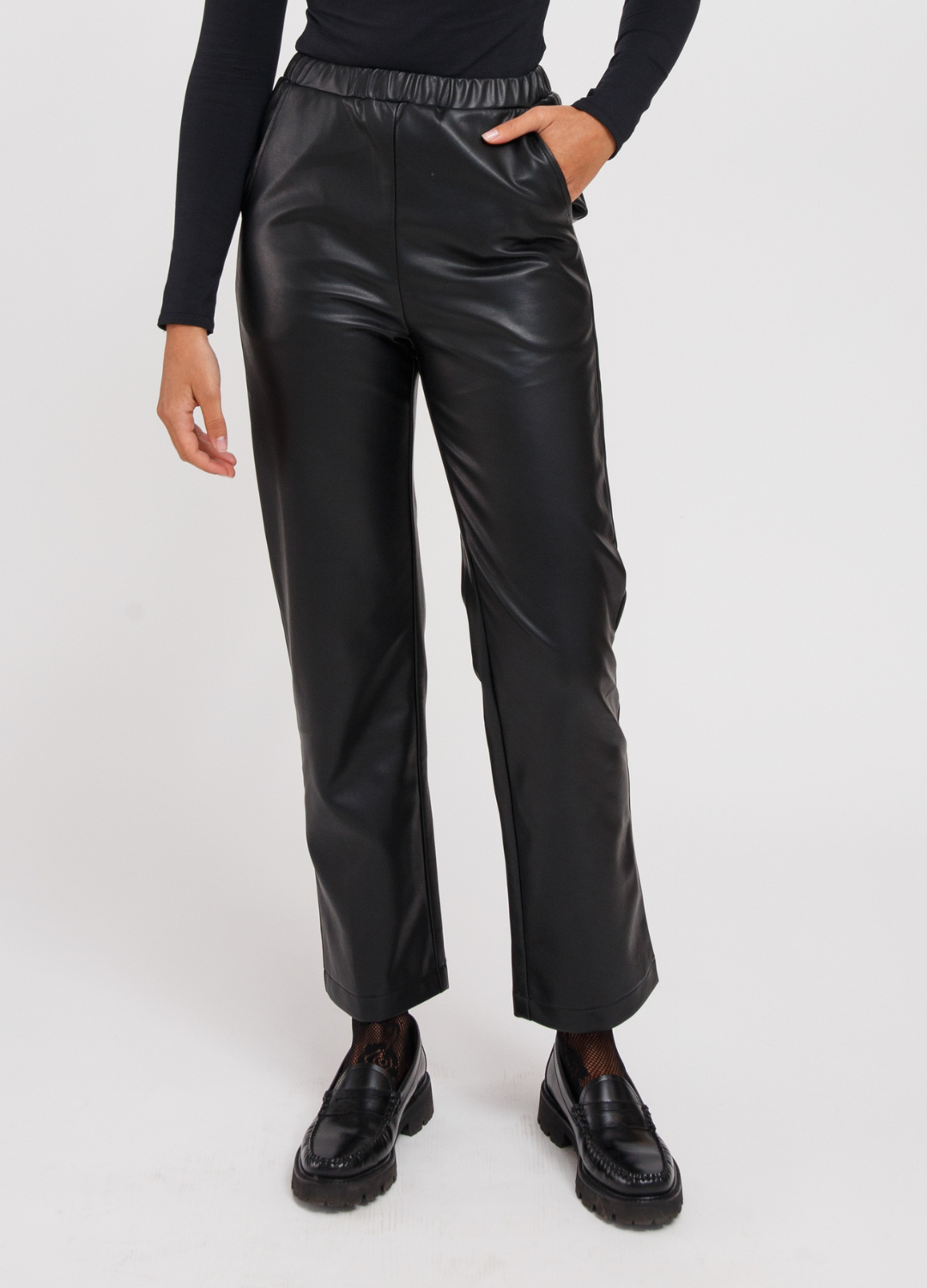 The Megan Vegan Leather Straight Leg Pant