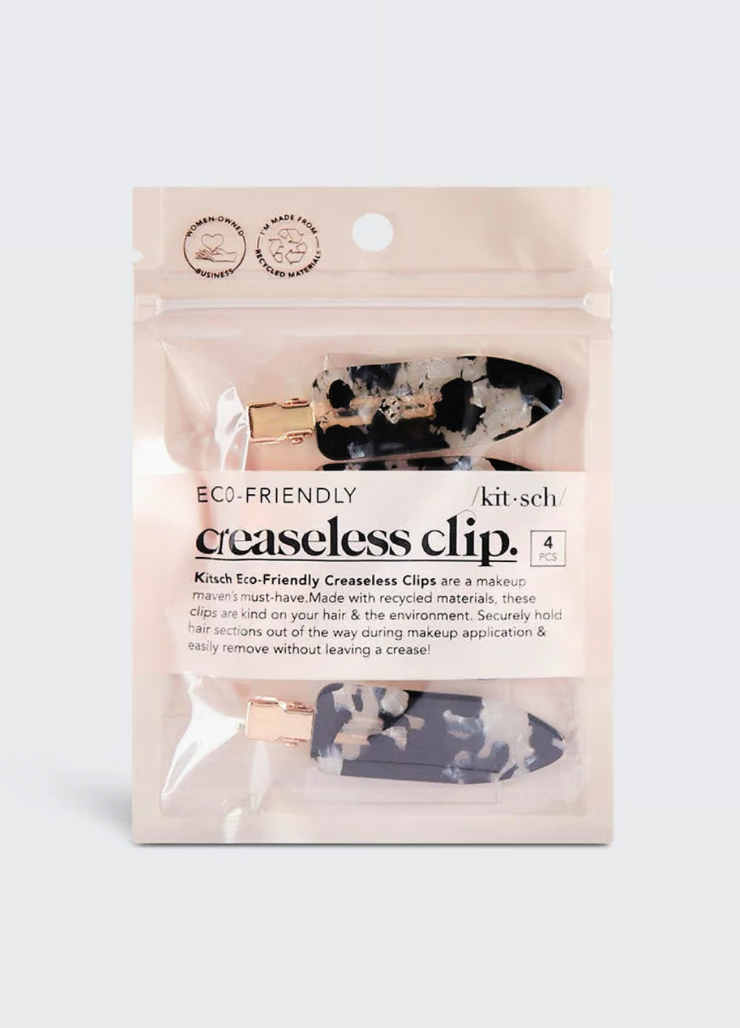 Creaseless Hair Clips in Black Terrazzo - Set of 4