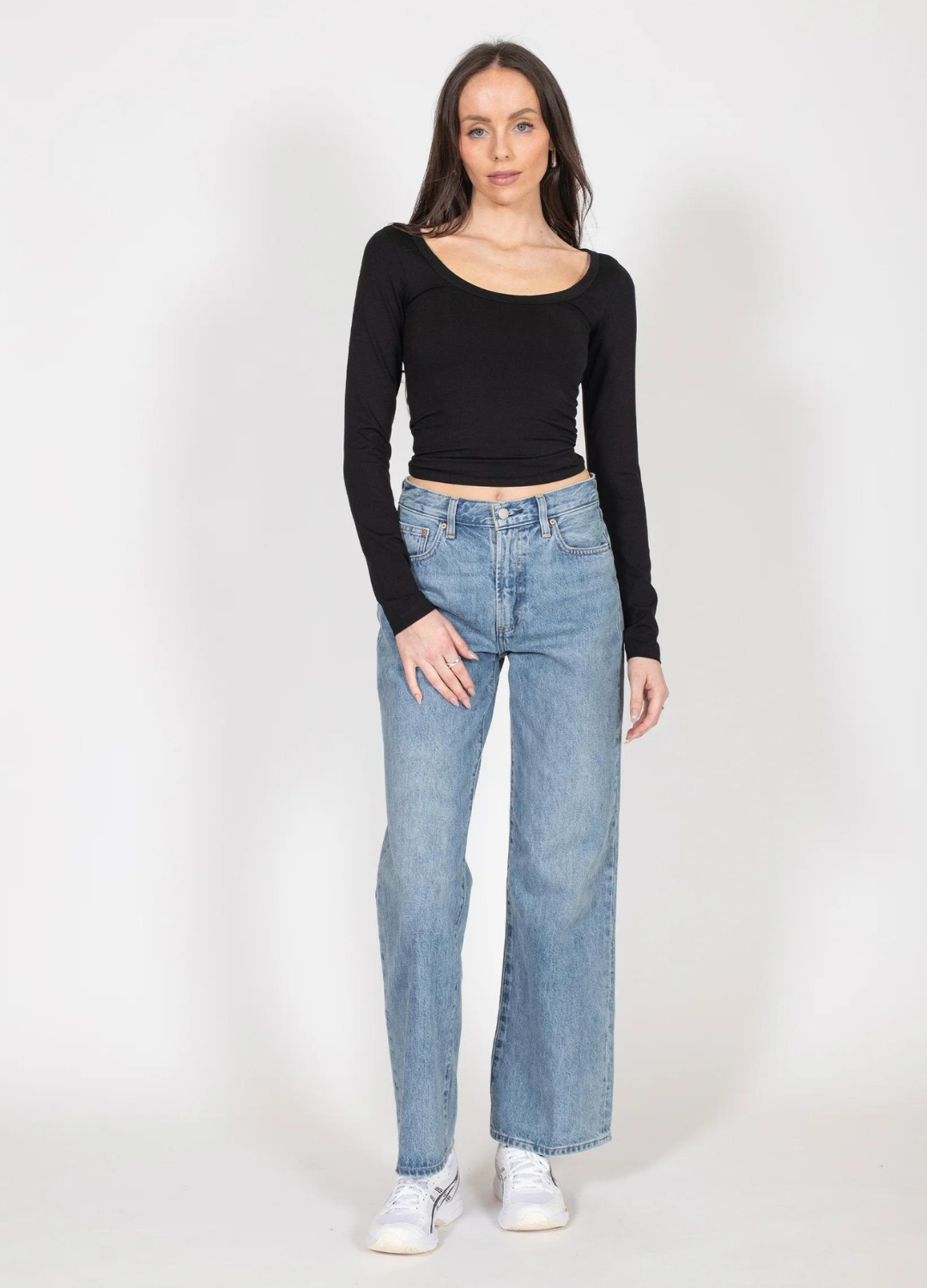 Scoop Neck Long Sleeve Shirt - Sale Colours