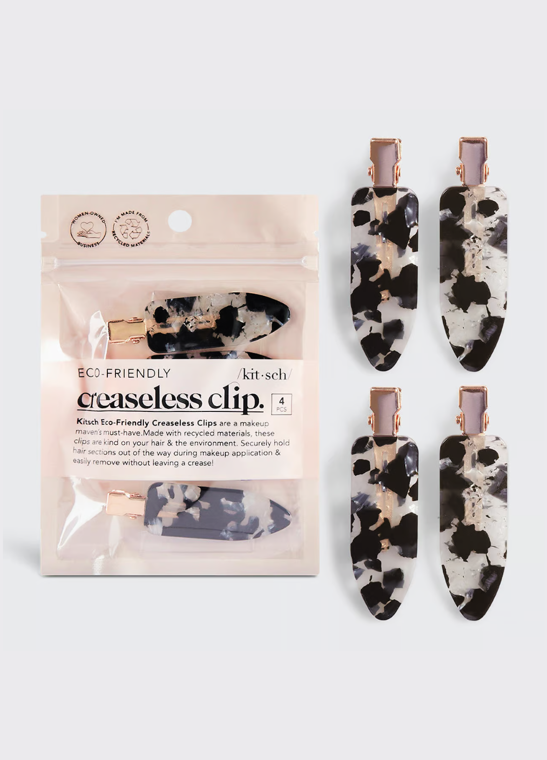 Creaseless Hair Clips in Black Terrazzo - Set of 4