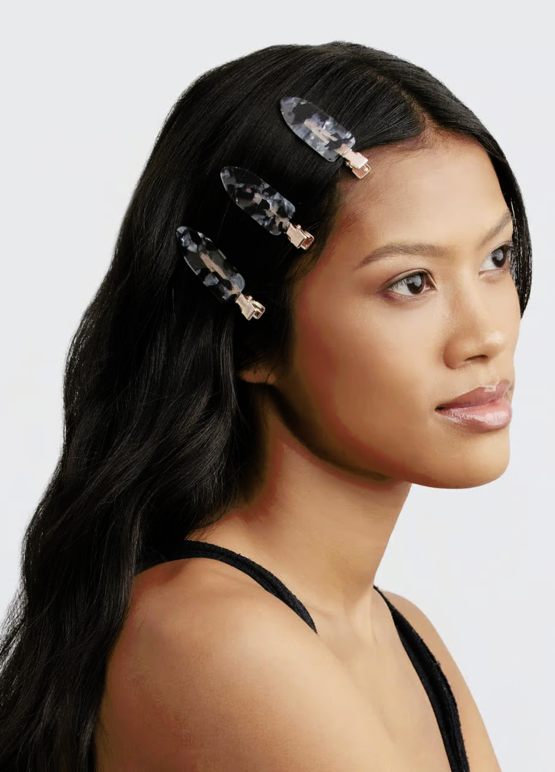 Creaseless Hair Clips in Black Terrazzo - Set of 4