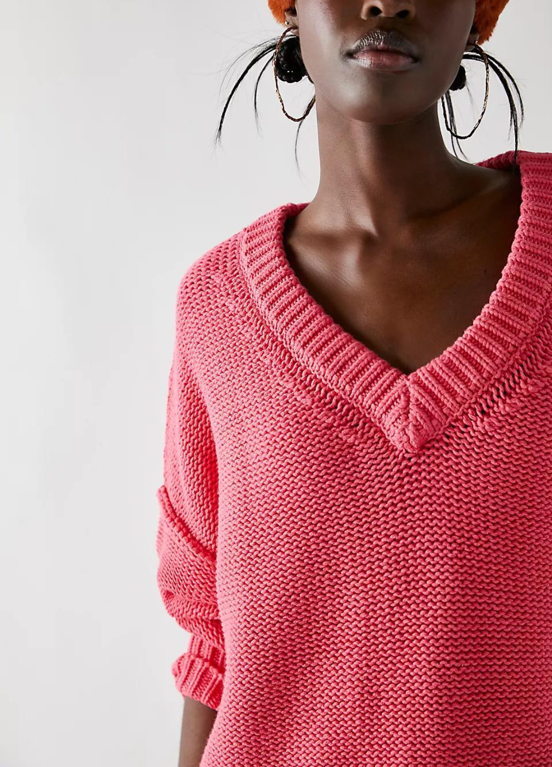 Pink v neck hot sale sweater women's