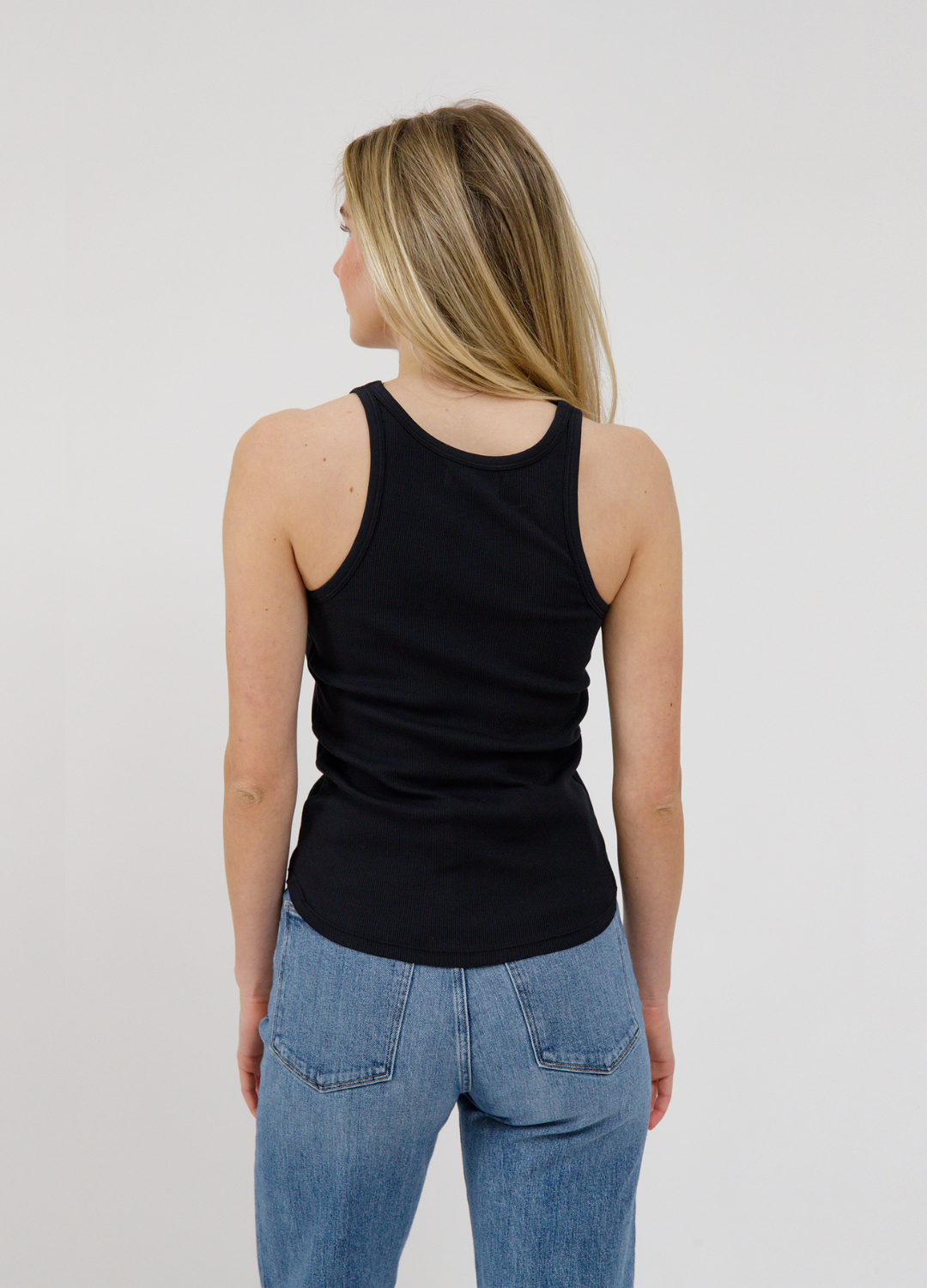 Curved Hem Ribbed Tank