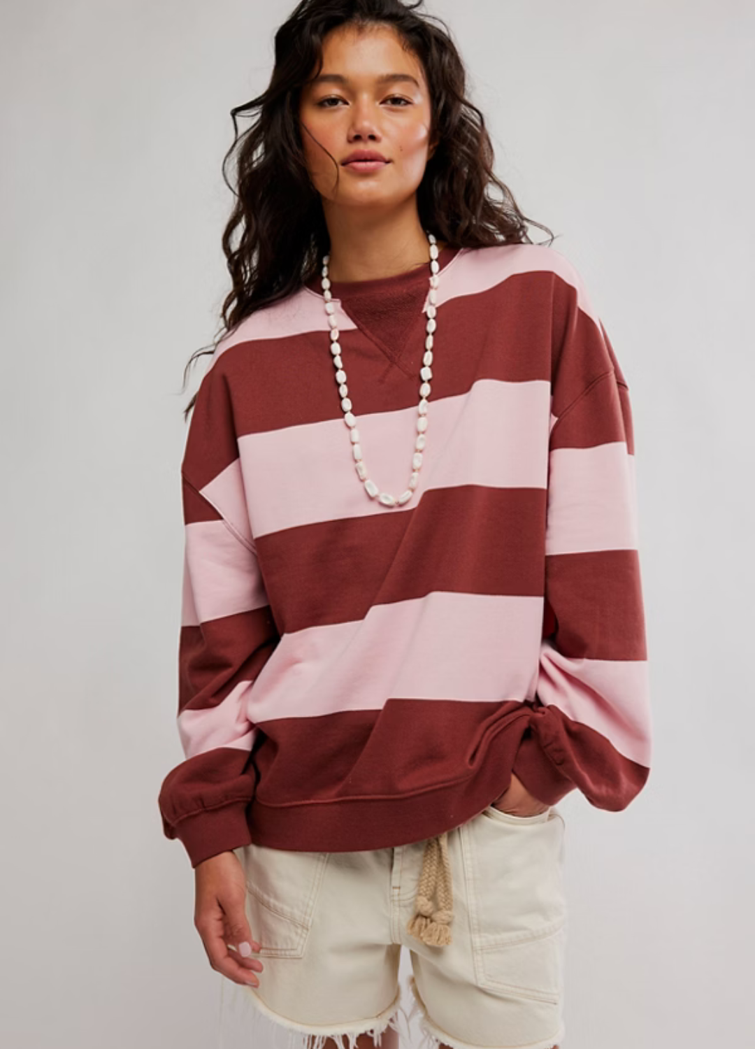 We The Free Classic Wide Stripe Oversized Crewneck