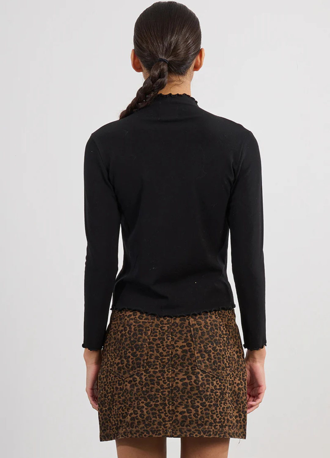 Ruffled Trim Long Sleeve Top