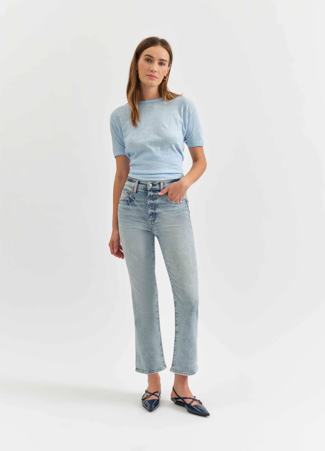 Shy Girl Cropped Flare Jean in Miracle